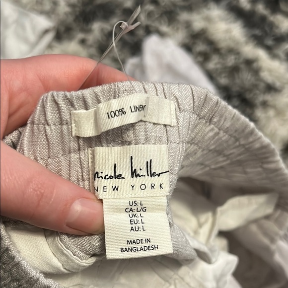 Nicole Miller Gray Wide Leg Linen Pants - Picture 2 of 6